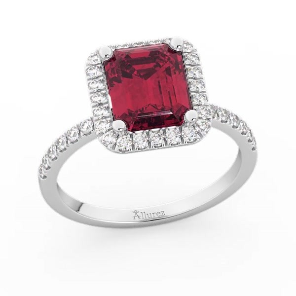Ruby & Diamond Engagement Ring 18k White Gold (3.32ct) - AD1863