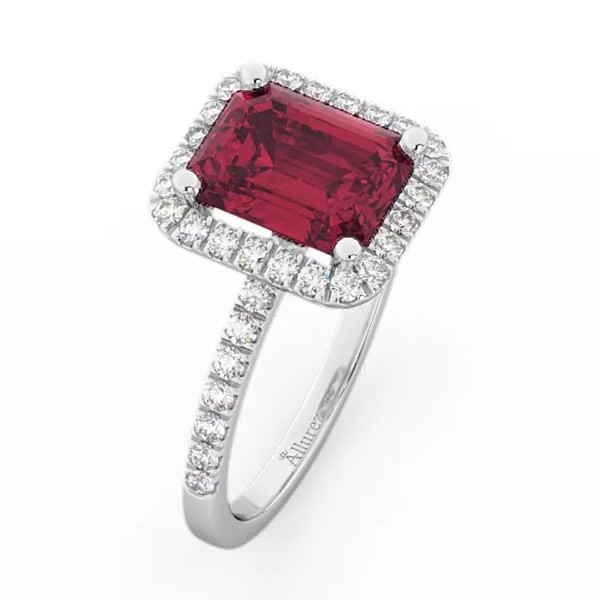 Ruby & Diamond Engagement Ring 18k White Gold (3.32ct) - AD1863