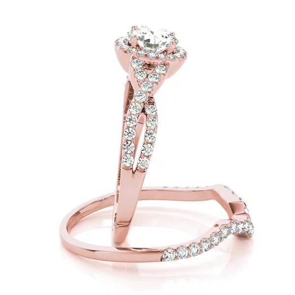 Twisted Infinity Engagement Ring Bridal Set 14k Rose Gold