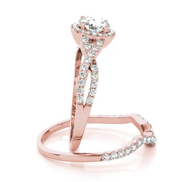 Twisted Infinity Engagement Ring Bridal Set 14k Rose Gold