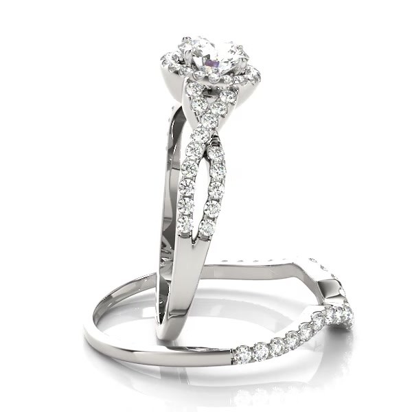 Twisted Infinity Engagement Ring Bridal Set Palladium 0.27ct