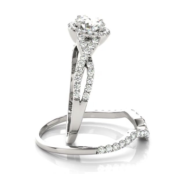Twisted Infinity Engagement Ring Bridal Set Platinum 0.27ct