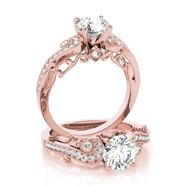 Vintage Swirl Diamond Engagement Ring 14k Rose Gold (2.20ct) - NG951