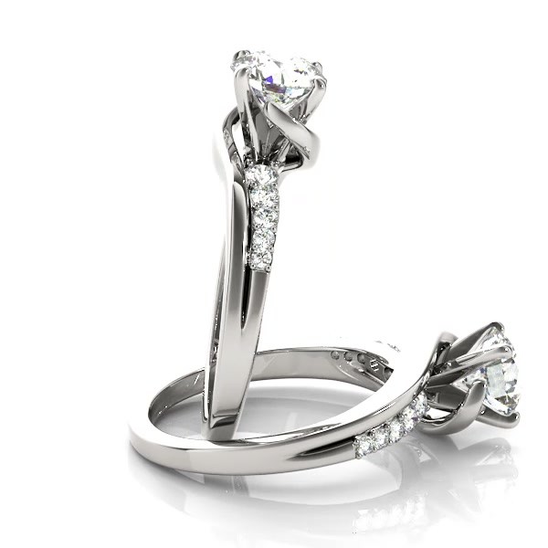 Diamond Swirl Engagement Ring Band Bridal Set Platinum