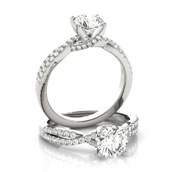 Round Cut Diamond Engagement Ring, Twisted Band Platinum 1.20ct - NG658