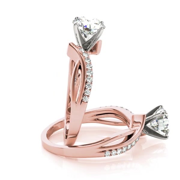 Diamond Twist Bypass Bridal Set Setting 14k Rose Gold NG3074