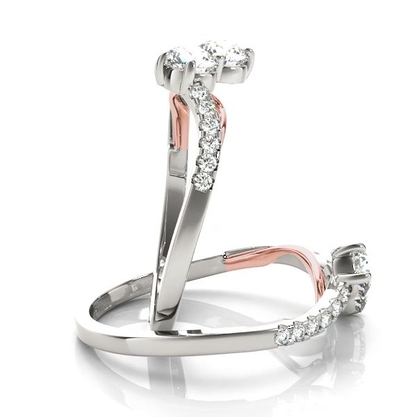 Curved Two Stone Diamond Ring with Accents 14k Two-Tone Gold Curved Two Stone Diamond Ring with Accents 14k Two-Tone Gold