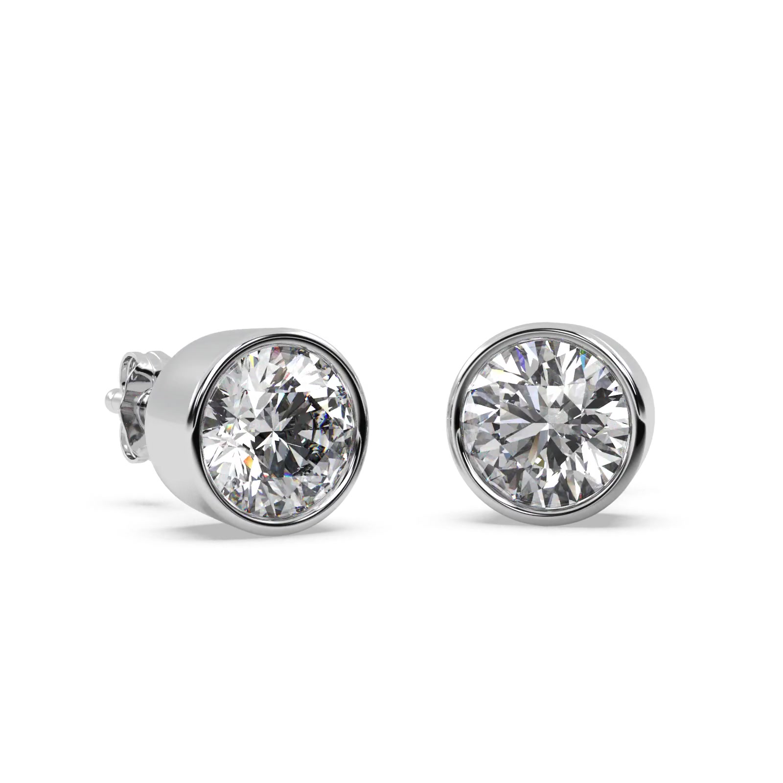 LADIES SOLITAIRE EARRINGS 1.00CT ROUND DIAMOND 14K YELLOW GOLD