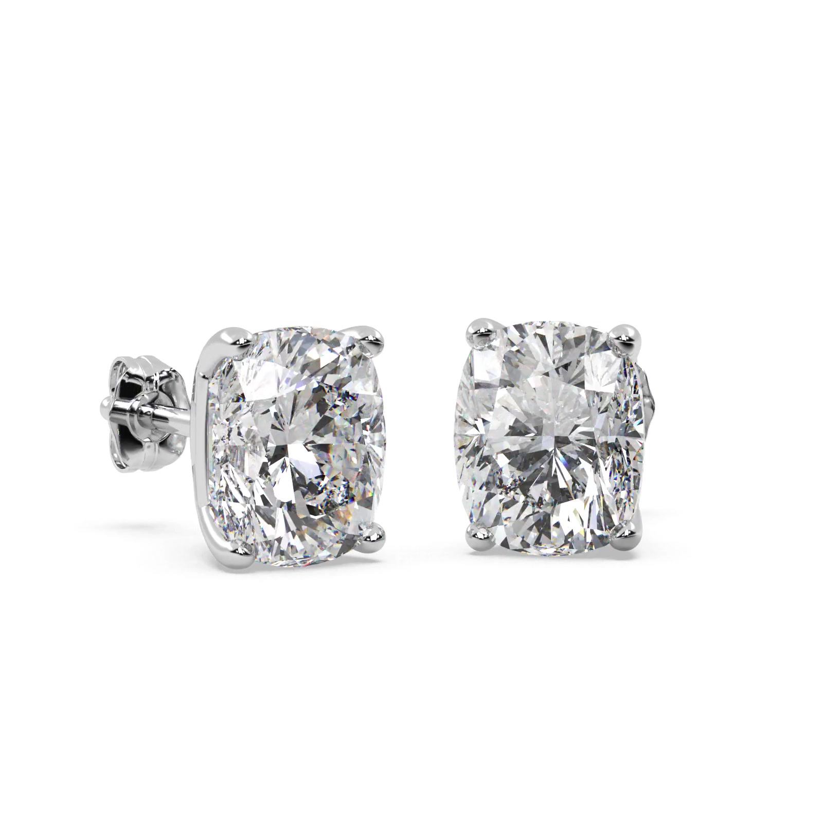 1ct. Cushion-Cut Diamond Stud Earrings 14kt White Gold H
