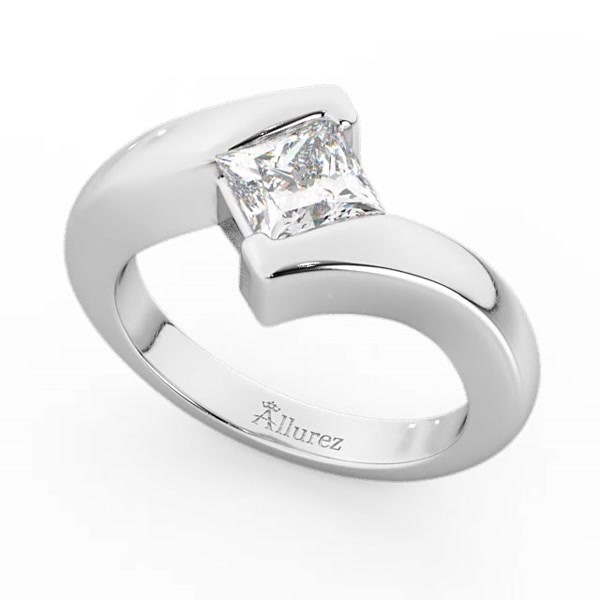 Princess Cut Tension Set Engagement Ring Setting 14k White Gold U3314 Interactive Video Drag To Rotate