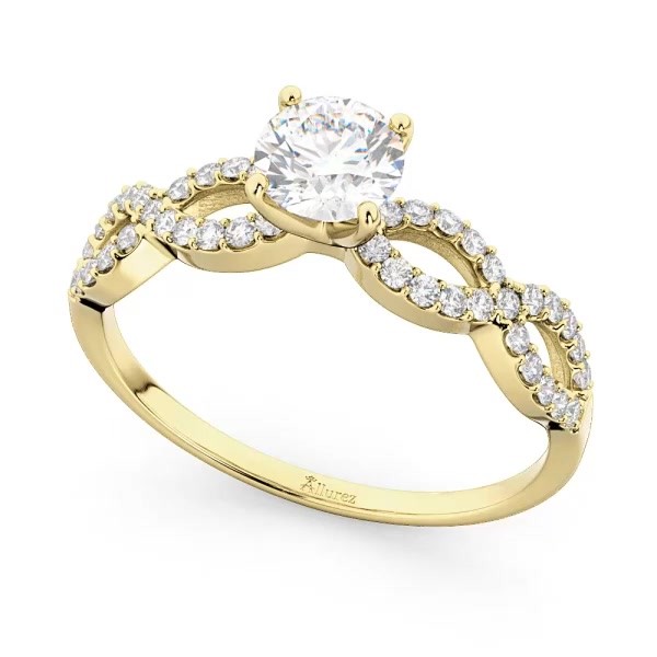 Twisted Infinity Diamond Engagement Ring Setting 14K Yellow Gold 0.21ct ...