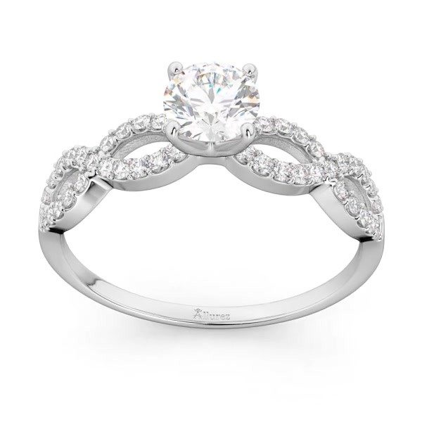 Twisted Infinity Round Diamond Engagement Ring 14k White