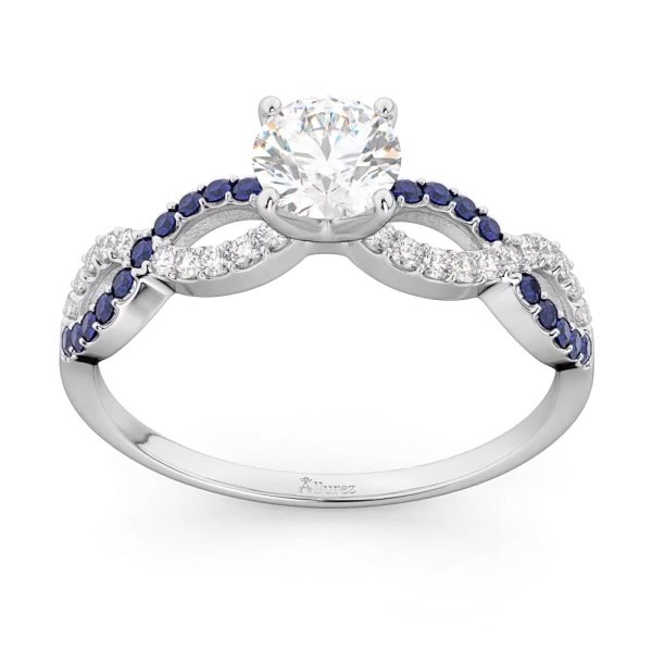 ☆nff☆ dazzling sky ringblue 4603215 18K White Gold Blue Sapphire and Diamond Halo Ring