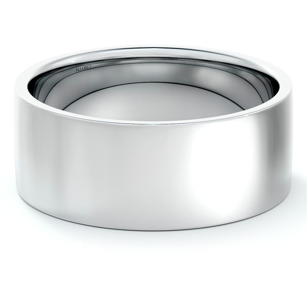 18k White Gold Wedding Band Flat Comfort Fit Ring 7 mm UB75
