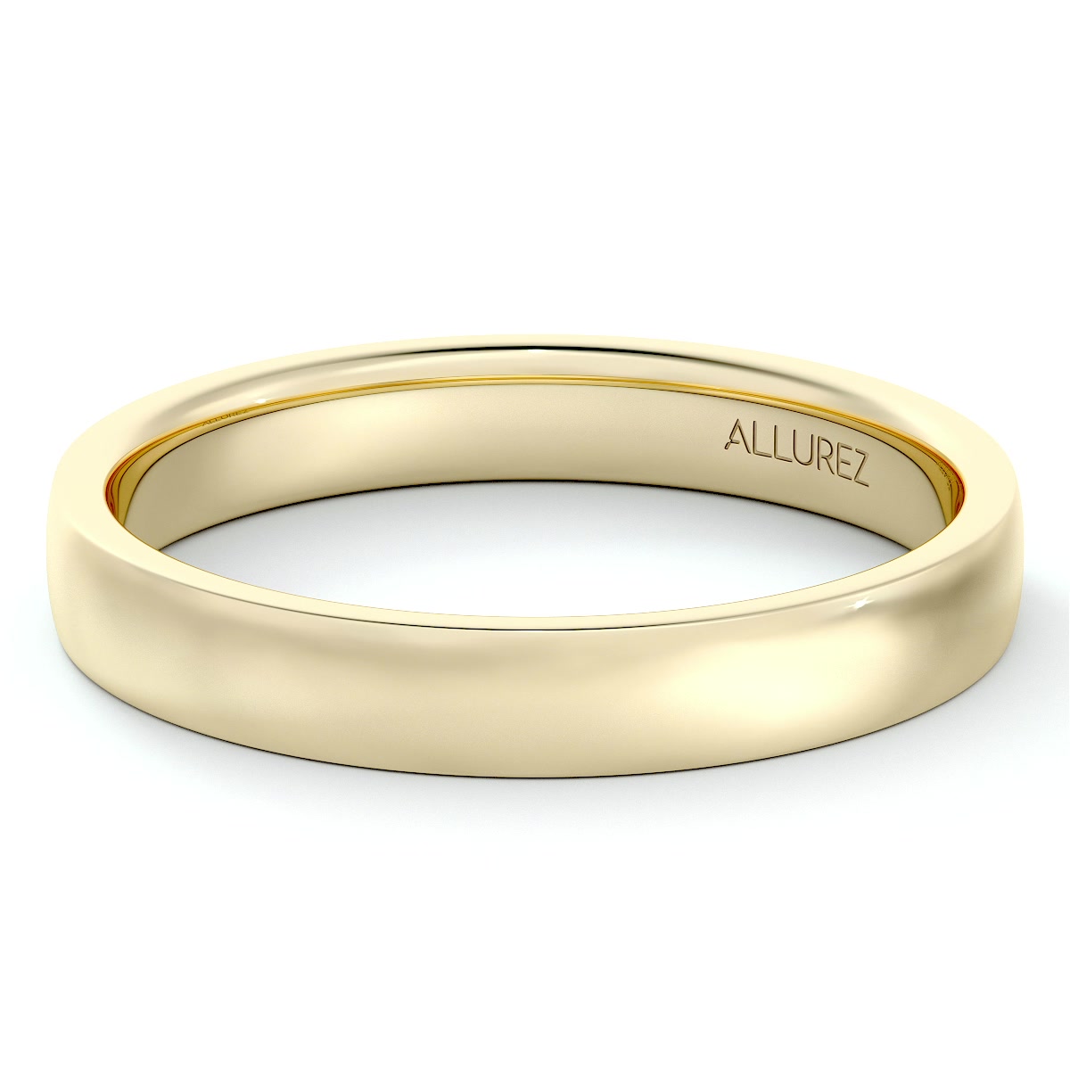 3mm Domed 14K-18K outlet Yellow Gold Wedding Band Ring, Polished Ring, Free Laser Engraving, Comfort Wedding Band Ring. Gold Engagement Ring.