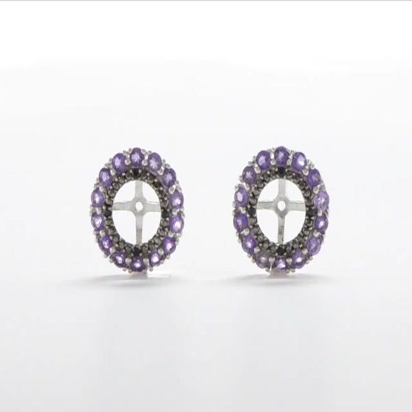 Amethyst & Black Sapphire Earring Jackets Sterling Silver 0.94ct - Q152