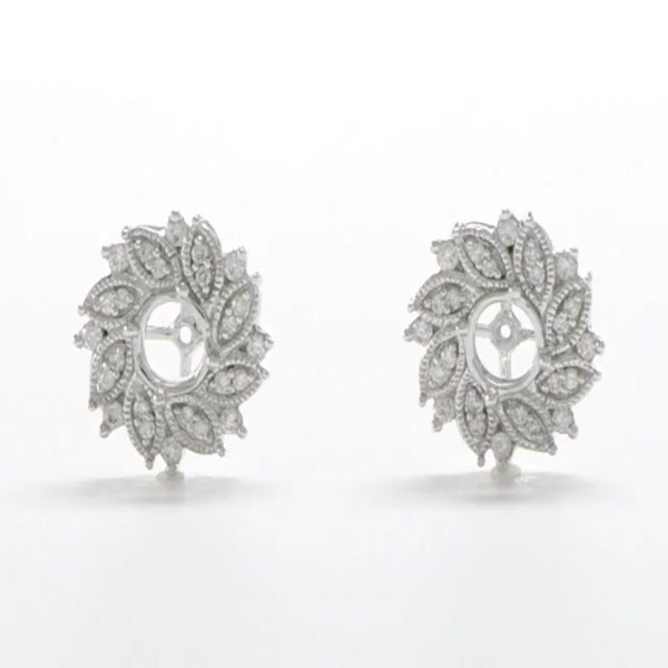 Diamond Accented Flower Earring Jackets 14k White Gold 0.59ct Q211